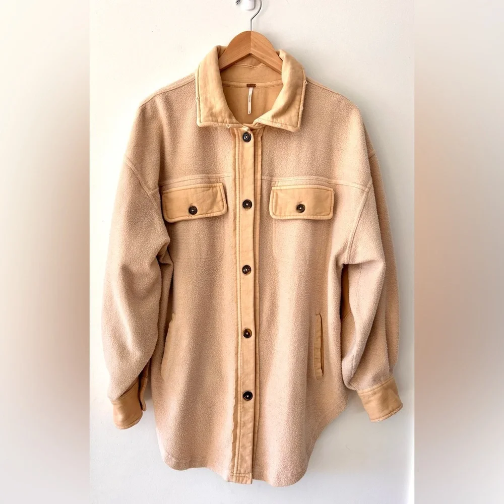 FREE PEOPLE Ruby Shacket in Creamy Champagne Dreams | Size Medium - Picture 2 of 7
